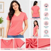 Ladies Cotton-Rich V-Neck Short Sleeve Top - Image 4