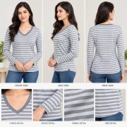 Ladies Top Striper T- Shirt Full Sleeve - Image 3