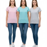 Ladies Cotton-Rich V-Neck Short Sleeve Top