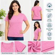 Ladies Cotton-Rich V-Neck Short Sleeve Top - Image 6