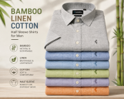 Bamboo, Linen, Cotton Shirts for Men. [ Half Sleeve ]
