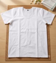 Men's 100% Cotton Deshi Baniyan – Half Sleeves Woven Vest with Secure Zipper Pocket – White - Image 2