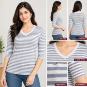 Ladies Top Striper T- Shirt 3/4th Sleeve