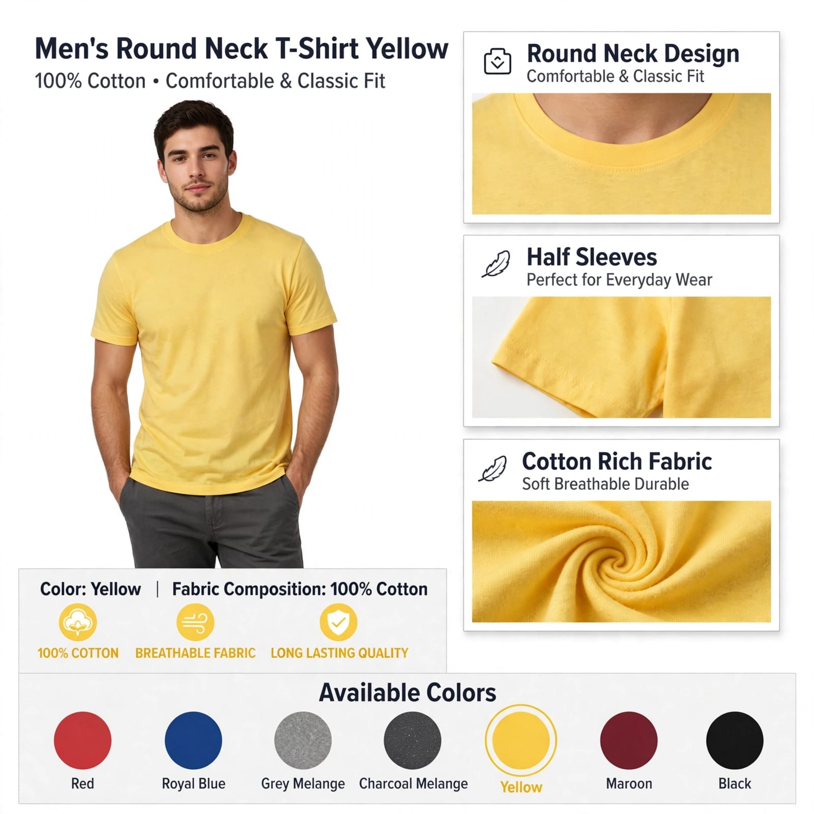 MN RR T SRT CTN Men's Cotton Round Neck T-Shirt - Image 1