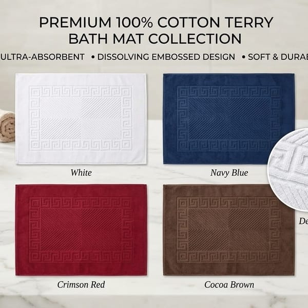 Mat1 Premium 100% Cotton Terry Bath Mat –Soft, Absorbent & Durable - Image 1