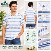 Men's 100% Cotton Striped Polo T-Shirt - Image 4