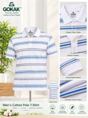 Men's 100% Cotton Striped Polo T-Shirt
