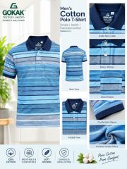 Men's 100% Cotton Striped Polo T-Shirt