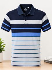 Men's 100% Cotton Striped Polo T-Shirt