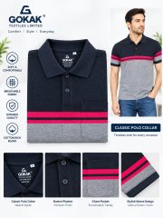 Men's 100% Cotton Striped Polo T-Shirt - Image 3