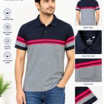 Men's 100% Cotton Striped Polo T-Shirt