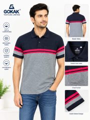 Men's 100% Cotton Striped Polo T-Shirt