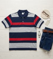 Men's 100% Cotton Striped Polo T-Shirt