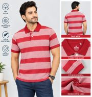 Men’s Stripe Polo T- Shirt - Image 4