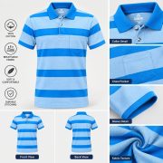 Men’s Stripe Polo T- Shirt - Image 6