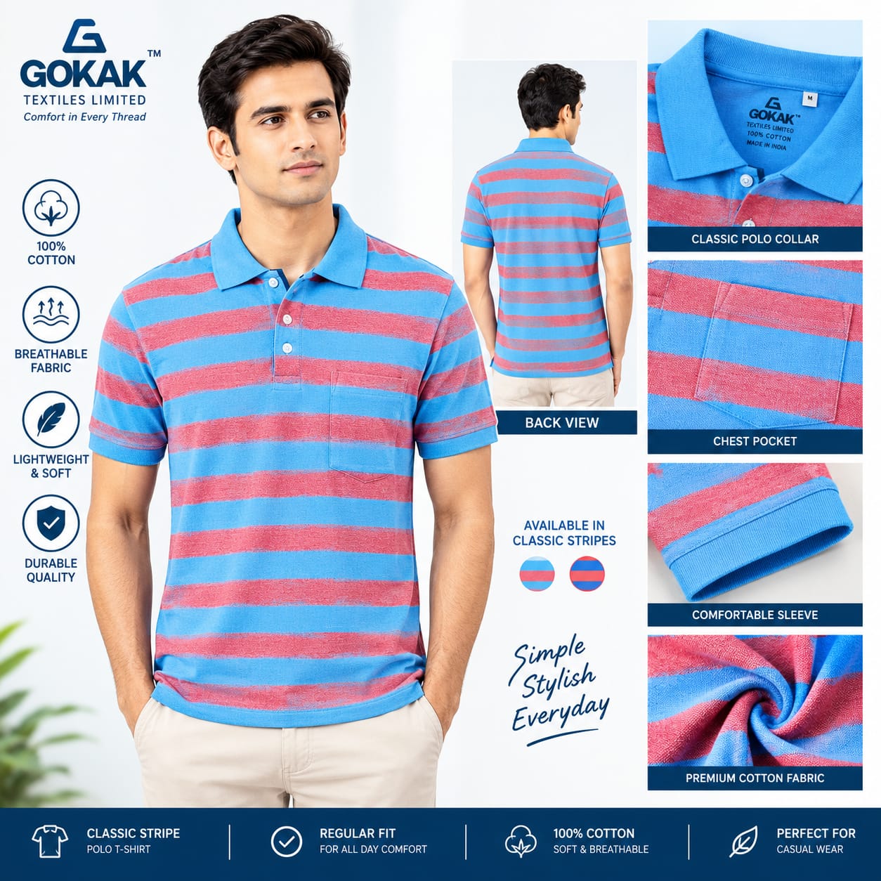 STR POLO RYL BRDS RED EYE Men’s Stripe Polo T- Shirt - Image 1