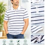 Men's 100% Cotton Striped Polo T-Shirt