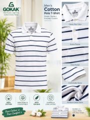 Men's 100% Cotton Striped Polo T-Shirt - Image 4