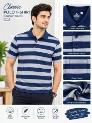Men's 100% Cotton Striped Polo T-Shirt - Image 7