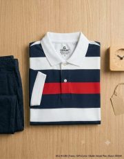Men's 100% Cotton Striped Polo T-Shirt